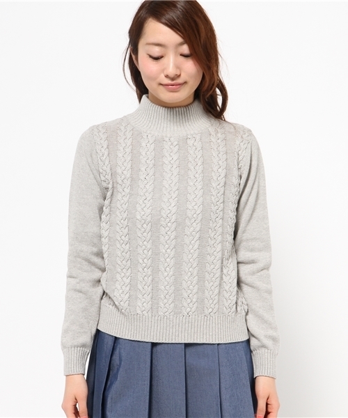 OUTLET（アウトレット）の「【who's who Chico】柄編ミハイネック長袖ニット（ニット/セーター・レディース・グレー/ネイビー/ピンク/ホワイト・FREE）」の5枚目の写真