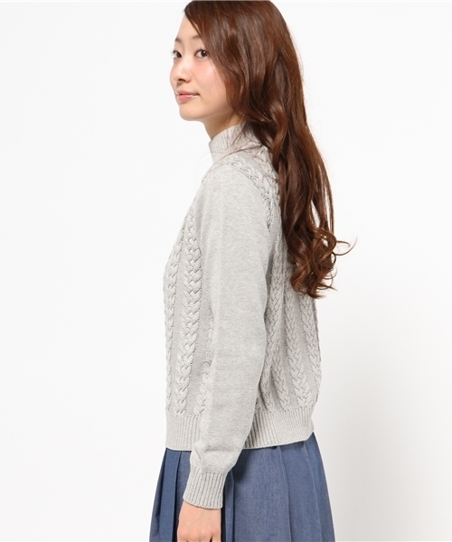 OUTLET（アウトレット）の「【who's who Chico】柄編ミハイネック長袖ニット（ニット/セーター・レディース・グレー/ネイビー/ピンク/ホワイト・FREE）」の6枚目の写真
