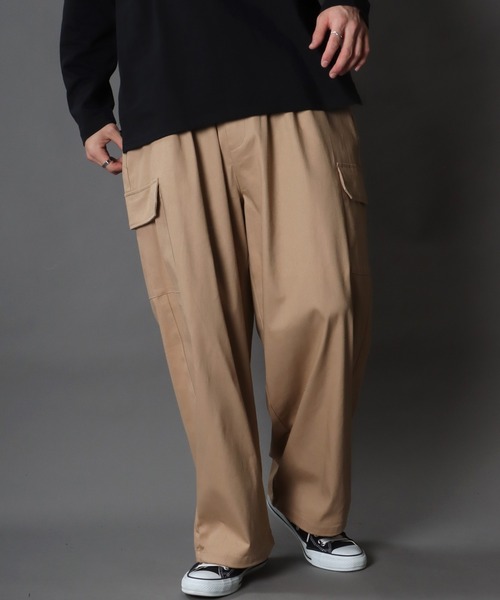 SITRY(シトリー)の「Heavy Twill Wide cargo Pants/ヘビーツイル タック ワイドカーゴ パンツ(カーゴパンツ・メンズ・カーキ/ブラック/ベージュ・M/L/LL)」の12枚目の写真