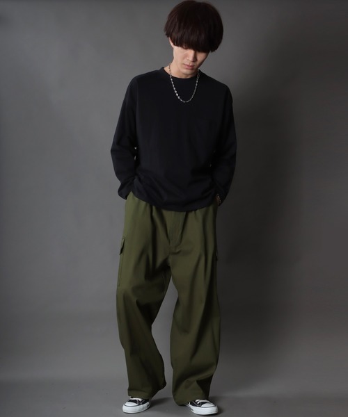 SITRY(シトリー)の「Heavy Twill Wide cargo Pants/ヘビーツイル タック ワイドカーゴ パンツ(カーゴパンツ・メンズ・カーキ/ブラック/ベージュ・M/L/LL)」の20枚目の写真