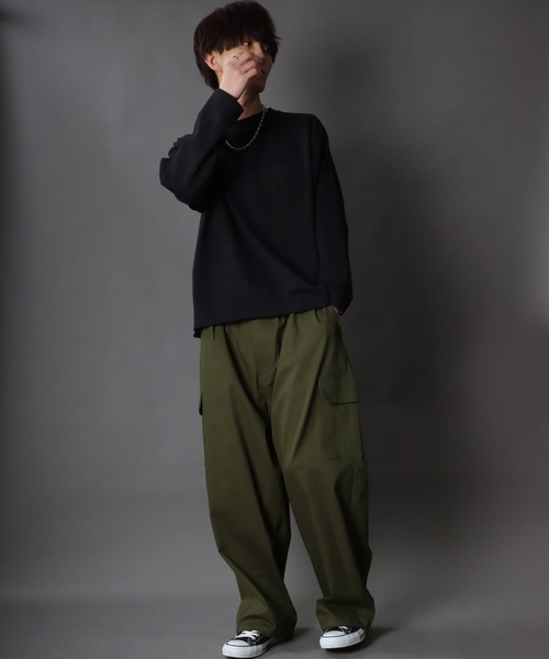 SITRY(シトリー)の「Heavy Twill Wide cargo Pants/ヘビーツイル タック ワイドカーゴ パンツ(カーゴパンツ・メンズ・カーキ/ブラック/ベージュ・M/L/LL)」の21枚目の写真