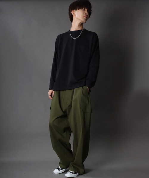 SITRY(シトリー)の「Heavy Twill Wide cargo Pants/ヘビーツイル タック ワイドカーゴ パンツ(カーゴパンツ・メンズ・カーキ/ブラック/ベージュ・M/L/LL)」の22枚目の写真