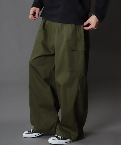 SITRY(シトリー)の「Heavy Twill Wide cargo Pants/ヘビーツイル タック ワイドカーゴ パンツ(カーゴパンツ・メンズ・カーキ/ブラック/ベージュ・M/L/LL)」の15枚目の写真