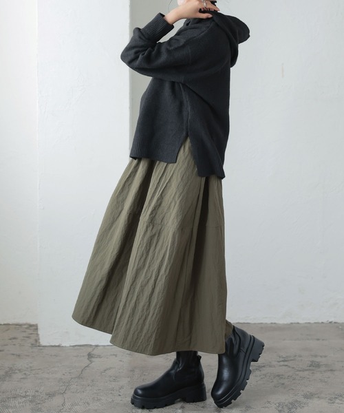 KOBE LETTUCE（コウベレタス）の「ウォッシャブルヤク風フーディニットトップス（パーカー・レディース・ブラック/アイボリー/ライラック/チャコール/ベージュ系・FREE）」の9枚目の写真