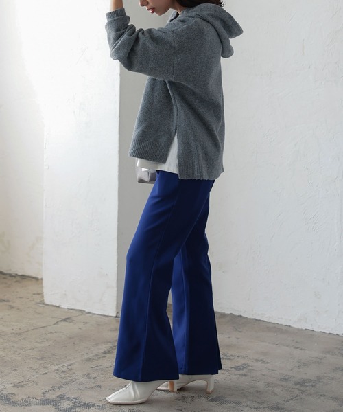 KOBE LETTUCE（コウベレタス）の「ウォッシャブルヤク風フーディニットトップス（パーカー・レディース・ブラック/アイボリー/ライラック/チャコール/ベージュ系・FREE）」の10枚目の写真