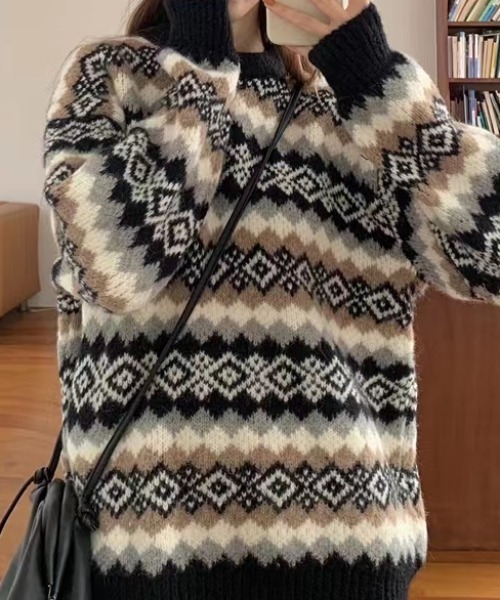 Vipoa（ヴィポア）の「ノルディックレトロニット（ニット/セーター・レディース・グレー/ブラック/レッド・FREE）」の19枚目の写真