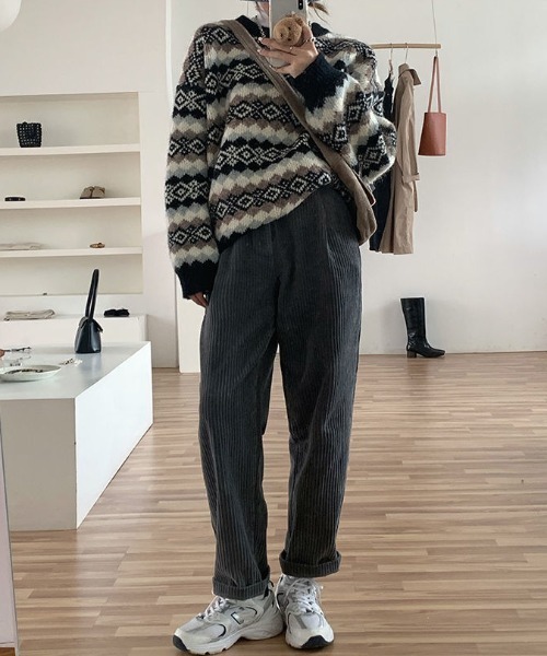 Vipoa（ヴィポア）の「ノルディックレトロニット（ニット/セーター・レディース・グレー/ブラック/レッド・FREE）」の21枚目の写真