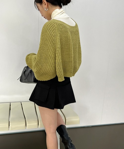 by muni:r（バイ ムニール）の「ポケットカーゴプリーツパンツスカート（スカート・レディース・ブラック/カーキ/ベージュ・SMALL/MEDIUM）」の10枚目の写真