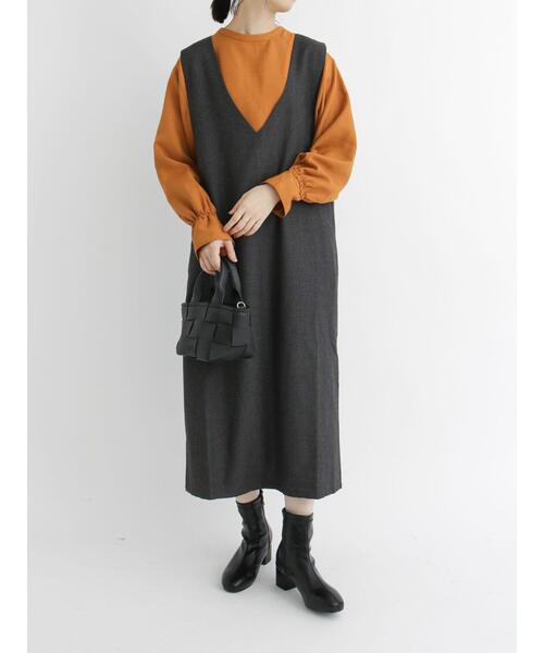 Samansa Mos2 blue（サマンサモスモスブルー）の「チェックジャンスカ（ワンピース・レディース・ベージュ/ブラウン/グレー・ﾌﾘ-）」の19枚目の写真