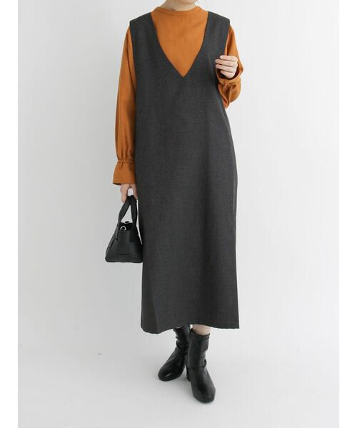 Samansa Mos2 blue（サマンサモスモスブルー）の「チェックジャンスカ（ワンピース・レディース・ベージュ/ブラウン/グレー・ﾌﾘ-）」の21枚目の写真