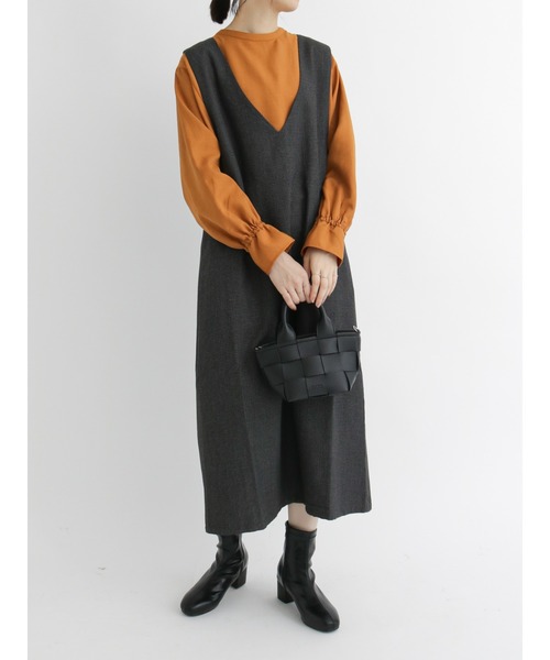 Samansa Mos2 blue（サマンサモスモスブルー）の「チェックジャンスカ（ワンピース・レディース・ベージュ/ブラウン/グレー・ﾌﾘ-）」の10枚目の写真