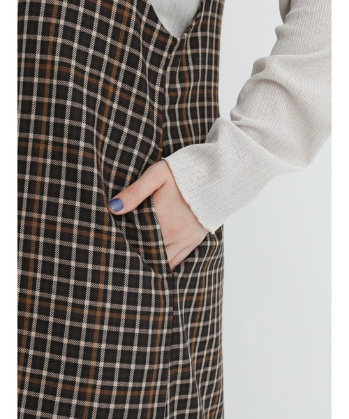 Samansa Mos2 blue（サマンサモスモスブルー）の「チェックジャンスカ（ワンピース・レディース・ベージュ/ブラウン/グレー・ﾌﾘ-）」の15枚目の写真