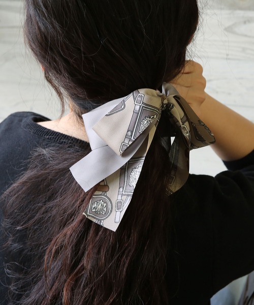 colleca la（コレカラ）の「レイヤード スカーフリボン バナナクリップ（バレッタ/ヘアクリップ・レディース・モカ/ブラック・FREE）」の9枚目の写真