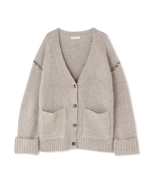 FREE'S MART(フリーズマート)の「【WEB限定】◆配色ハンドステッチミドル丈カーディガン(カーディガン/ボレロ・レディース・ホワイト/ブラウン/グレー/ピンク/グリーン・FREE)」の3枚目の写真