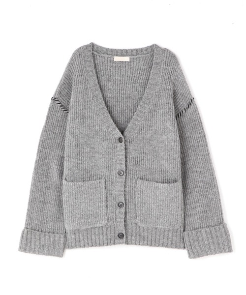 FREE'S MART(フリーズマート)の「【WEB限定】◆配色ハンドステッチミドル丈カーディガン(カーディガン/ボレロ・レディース・ホワイト/ブラウン/グレー/ピンク/グリーン・FREE)」の1枚目の写真