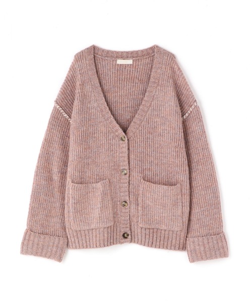 FREE'S MART(フリーズマート)の「【WEB限定】◆配色ハンドステッチミドル丈カーディガン(カーディガン/ボレロ・レディース・ホワイト/ブラウン/グレー/ピンク/グリーン・FREE)」の5枚目の写真