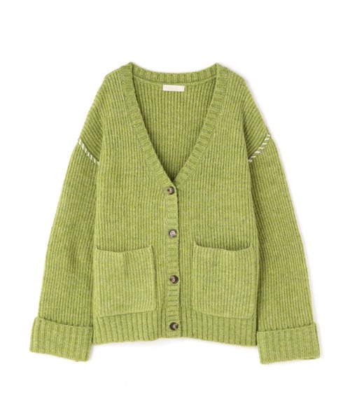 FREE'S MART(フリーズマート)の「【WEB限定】◆配色ハンドステッチミドル丈カーディガン(カーディガン/ボレロ・レディース・ホワイト/ブラウン/グレー/ピンク/グリーン・FREE)」の4枚目の写真