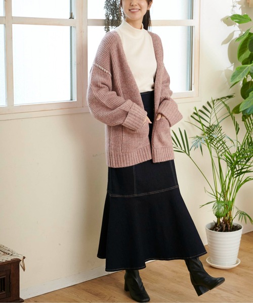 FREE'S MART(フリーズマート)の「【WEB限定】◆配色ハンドステッチミドル丈カーディガン(カーディガン/ボレロ・レディース・ホワイト/ブラウン/グレー/ピンク/グリーン・FREE)」の20枚目の写真