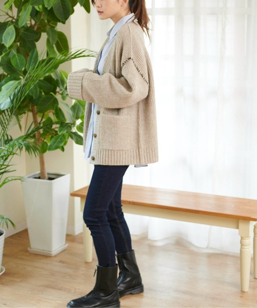 FREE'S MART(フリーズマート)の「【WEB限定】◆配色ハンドステッチミドル丈カーディガン(カーディガン/ボレロ・レディース・ホワイト/ブラウン/グレー/ピンク/グリーン・FREE)」の13枚目の写真