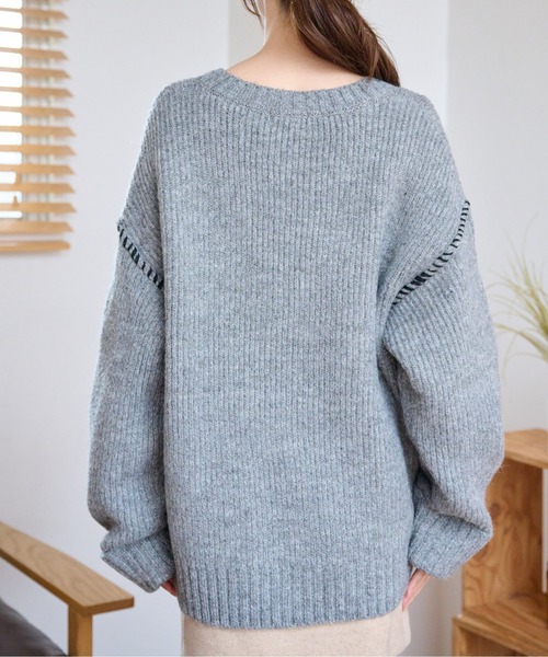 FREE'S MART(フリーズマート)の「【WEB限定】◆配色ハンドステッチミドル丈カーディガン(カーディガン/ボレロ・レディース・ホワイト/ブラウン/グレー/ピンク/グリーン・FREE)」の18枚目の写真