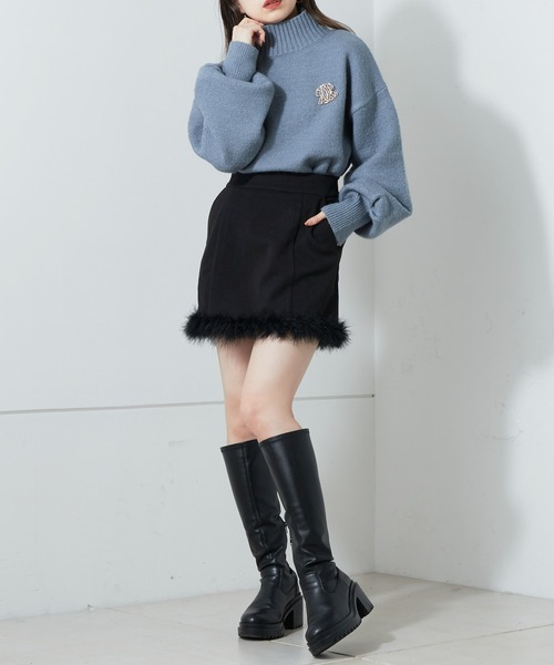 【SALON by Chico 限定】ファー付タイトミニスカート SALON by Chico限定】 ファー付タイトミニスカート（スカート