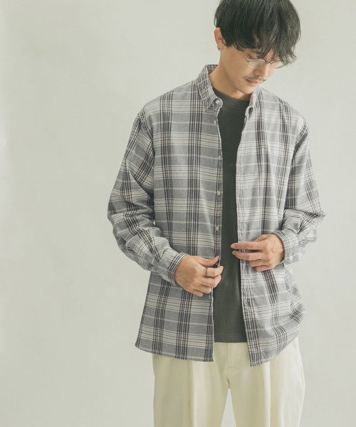 FORK&SPOON(フォークアンドスプーン)の「FORK&SPOON ネルチェックシャツ(シャツ/ブラウス・メンズ・ネイビー/アイボリー・4/5)」の4枚目の写真