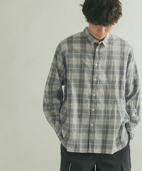 FORK&SPOON(フォークアンドスプーン)の「FORK&SPOON ネルチェックシャツ(シャツ/ブラウス・メンズ・ネイビー/アイボリー・4/5)」の5枚目の写真