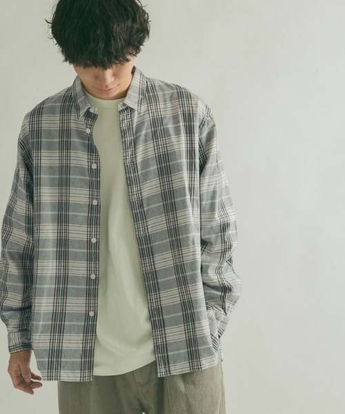 FORK&SPOON(フォークアンドスプーン)の「FORK&SPOON ネルチェックシャツ(シャツ/ブラウス・メンズ・ネイビー/アイボリー・4/5)」の14枚目の写真