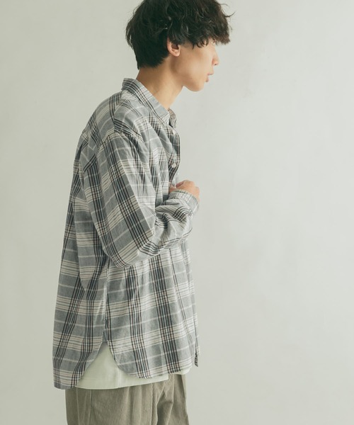 FORK&SPOON(フォークアンドスプーン)の「FORK&SPOON ネルチェックシャツ(シャツ/ブラウス・メンズ・ネイビー/アイボリー・4/5)」の10枚目の写真