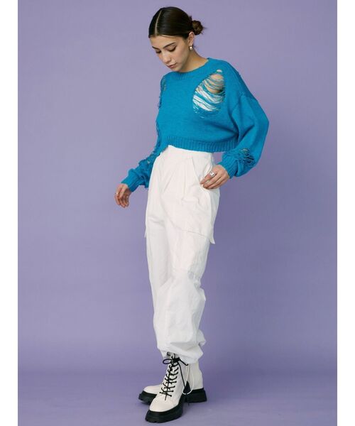 EVRIS(エヴリス)の「パラシュートパンツ(カーゴパンツ・レディース・ホワイト/ブラック/オレンジ/パープル・FREE)」の8枚目の写真