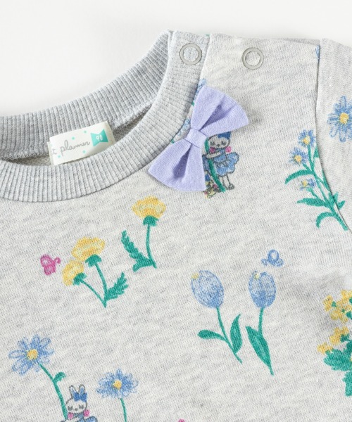KP(ケーピー)の「日本製/mimiちゃん花柄プリントミニ裏毛Aライントレーナー(80~90)(スウェット・キッズ・杢グレー/オフホワイト・90cm/80cm)」の12枚目の写真