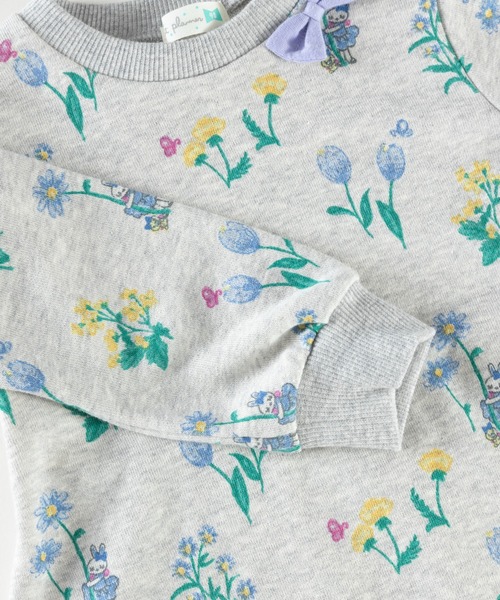 KP(ケーピー)の「日本製/mimiちゃん花柄プリントミニ裏毛Aライントレーナー(80~90)(スウェット・キッズ・杢グレー/オフホワイト・90cm/80cm)」の13枚目の写真