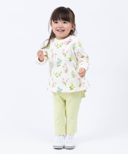 KP(ケーピー)の「日本製/mimiちゃん花柄プリントミニ裏毛Aライントレーナー(80~90)(スウェット・キッズ・杢グレー/オフホワイト・90cm/80cm)」の7枚目の写真