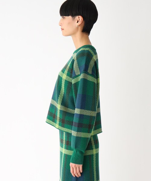 OPAQUE.CLIP（オペークドットクリップ）の「◆【PORTMAN】チェックジャカードニットプルオーバー（ニット/セーター・レディース・グリーン系その他3/オレンジ系その他3・38/40）」の16枚目の写真