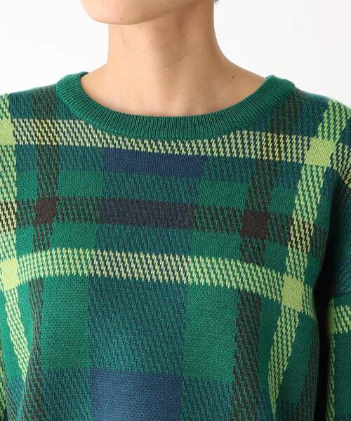 OPAQUE.CLIP（オペークドットクリップ）の「◆【PORTMAN】チェックジャカードニットプルオーバー（ニット/セーター・レディース・グリーン系その他3/オレンジ系その他3・38/40）」の18枚目の写真