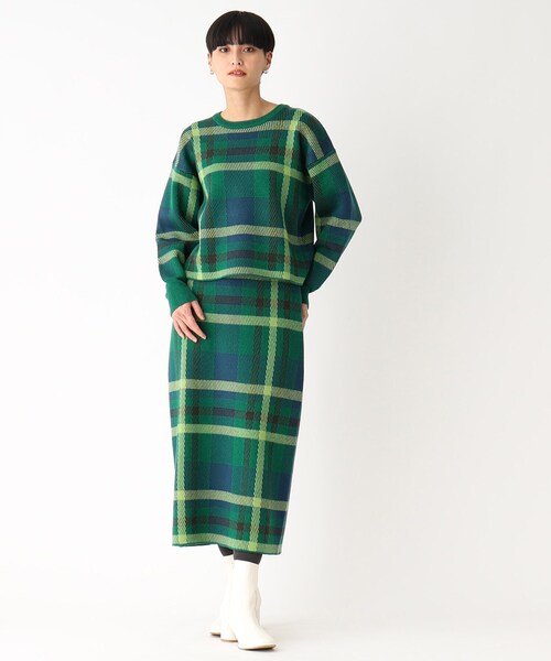 OPAQUE.CLIP（オペークドットクリップ）の「◆【PORTMAN】チェックジャカードニットプルオーバー（ニット/セーター・レディース・グリーン系その他3/オレンジ系その他3・38/40）」の11枚目の写真