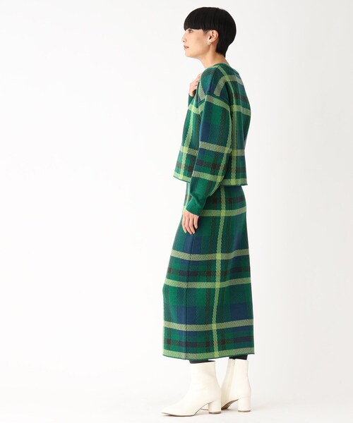 OPAQUE.CLIP（オペークドットクリップ）の「◆【PORTMAN】チェックジャカードニットプルオーバー（ニット/セーター・レディース・グリーン系その他3/オレンジ系その他3・38/40）」の12枚目の写真