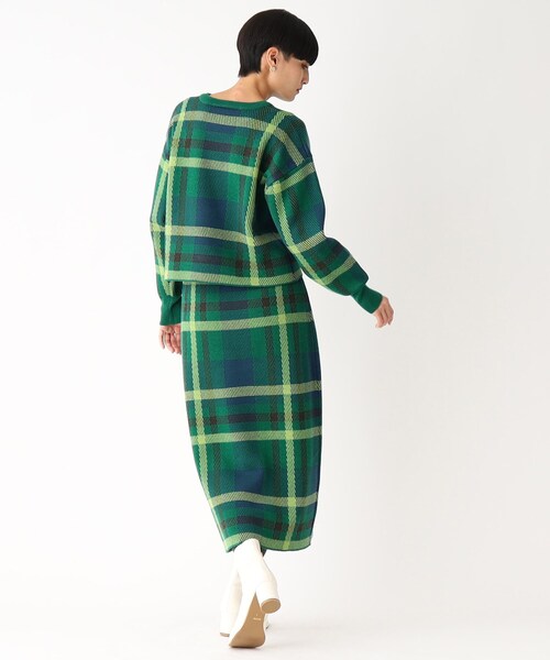 OPAQUE.CLIP（オペークドットクリップ）の「◆【PORTMAN】チェックジャカードニットプルオーバー（ニット/セーター・レディース・グリーン系その他3/オレンジ系その他3・38/40）」の13枚目の写真