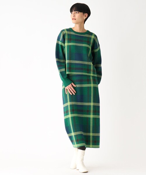 OPAQUE.CLIP（オペークドットクリップ）の「◆【PORTMAN】チェックジャカードニットプルオーバー（ニット/セーター・レディース・グリーン系その他3/オレンジ系その他3・38/40）」の14枚目の写真