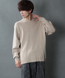 oversize smooth knitting crew neck sweater/オーバーサイズ スムース編み クルーネック ニット