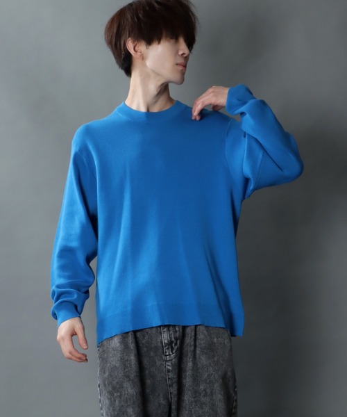 SITRY(シトリー)の「oversize smooth knitting crew neck sweater/オーバーサイズ スムース編み クルーネック ニット(ニット/セーター・メンズ・ベージュ/ブラック/ブルー/チャコールグレー・M/L)」の4枚目の写真