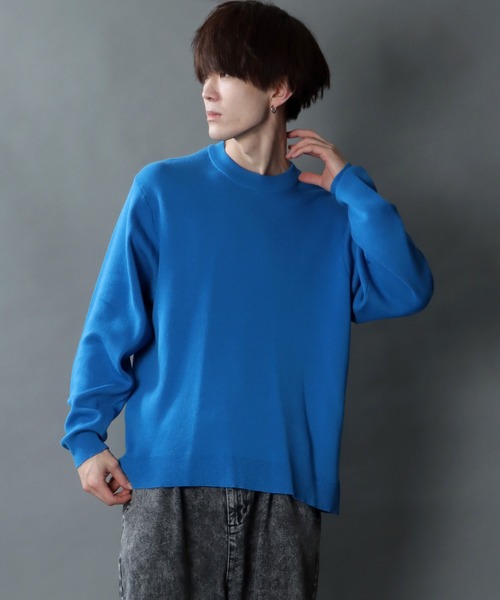SITRY(シトリー)の「oversize smooth knitting crew neck sweater/オーバーサイズ スムース編み クルーネック ニット(ニット/セーター・メンズ・ベージュ/ブラック/ブルー/チャコールグレー・M/L)」の21枚目の写真