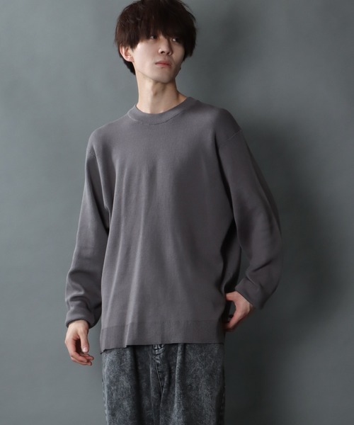 SITRY(シトリー)の「oversize smooth knitting crew neck sweater/オーバーサイズ スムース編み クルーネック ニット(ニット/セーター・メンズ・ベージュ/ブラック/ブルー/チャコールグレー・M/L)」の18枚目の写真