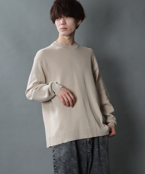 SITRY(シトリー)の「oversize smooth knitting crew neck sweater/オーバーサイズ スムース編み クルーネック ニット(ニット/セーター・メンズ・ベージュ/ブラック/ブルー/チャコールグレー・M/L)」の19枚目の写真