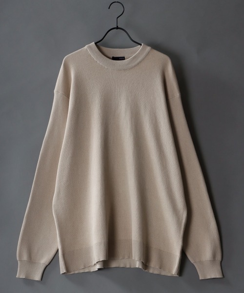 SITRY(シトリー)の「oversize smooth knitting crew neck sweater/オーバーサイズ スムース編み クルーネック ニット(ニット/セーター・メンズ・ベージュ/ブラック/ブルー/チャコールグレー・M/L)」の15枚目の写真