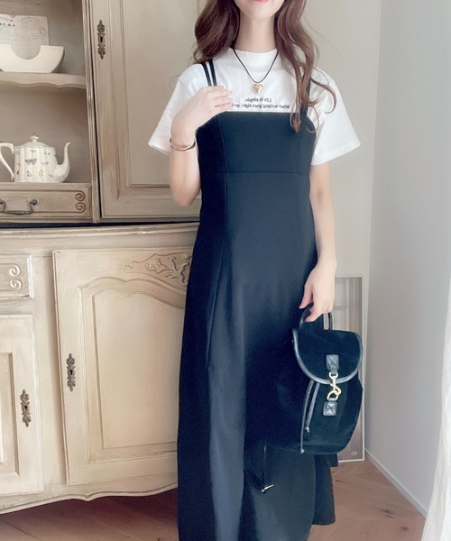 moment+（モーメントプラス）の「【累計販売枚数5万枚突破！】カットジョーゼットダブルストラップキャミワンピース（ワンピース・レディース・キャメル/ブラック/グレイッシュベージュ/チャコールグレー/ブラック系その他/ホワイト系その他・M/L）」の12枚目の写真