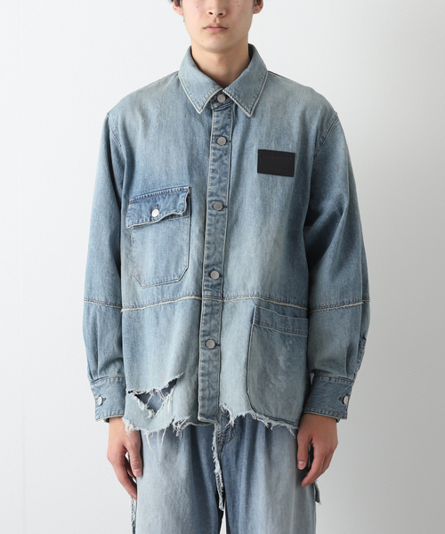 ジエダ JieDa デニムオーバーシャツ ジャケット 羽織 1 メンズ アウター JIEDA - [ラスト1点] OVER SIZE DENIM SHIRT | BLACK | デニム