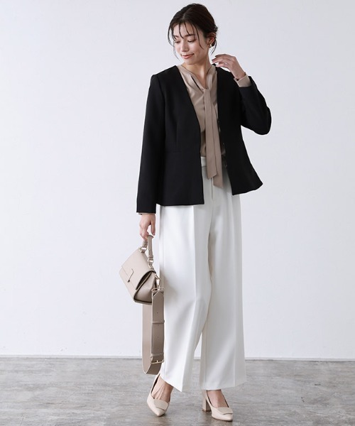 Pierrot（ピエロ）の「フレアジャケット（ノーカラージャケット・レディース・ブラック/ベージュ/ネイビー/グレー系その他・M/L）」の10枚目の写真