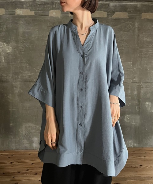 cona（コナ）の「【ZOZO限定】ドレープオーバーシャツ（シャツ/ブラウス・レディース・ブラック/ブルー・FREE）」の2枚目の写真