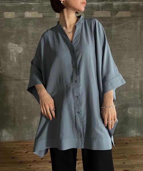 cona（コナ）の「【ZOZO限定】ドレープオーバーシャツ（シャツ/ブラウス・レディース・ブラック/ブルー・FREE）」の11枚目の写真